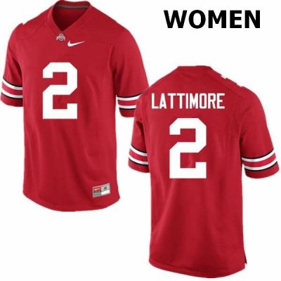 Women's Ohio State Buckeyes #2 Marshon Lattimore Red Nike NCAA College Football Jersey Style CBS2344HD